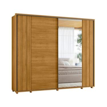 Imagem de Guarda-Roupa Casal com 1 Espelho Dali 2 Portas 8 Gavetas Cumaru e Opala