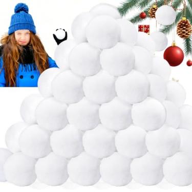 Imagem de Paradi star 50 bolas de neve falsas, bolas artificiais de luta de neve macia bola de neve de pelúcia de 6 cm para decoração interna e externa de Natal, jogo de arremesso, artigos de festa