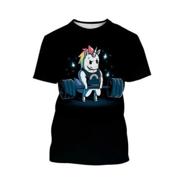 Imagem de Camiseta Unissex De Verão Com Arte 3D De Unicórnio, Estilo Harajuku, C