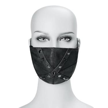Imagem de Máscara facial para festa de Halloween em couro punk com filtros unissex