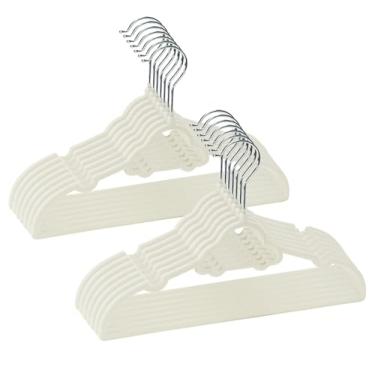 Imagem de GoodtoU Pacote com 50 cabides brancos de feltro para roupas de bebê – cabide infantil de veludo antiderrapante (33 x 19 cm) | Cabides infantis para armário e armazenamento infantil