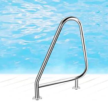 Imagem de Corrimãos de entrada para piscina à prova de ferrugem antiderrapante com placa de base de montagem rápida para jardim, quintal, piscinas, parques aquáticos