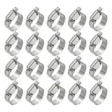 Imagem de Kozelo 20 braçadeiras de mangueira de aço inoxidável, ajustável de 5/15.2 cm a 1-1/5.1 cm (21-38 mm) kit de braçadeira de mangueira de engrenagem sem-fim resistente, fixação de linha de combustível de