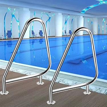 Imagem de Corrimão de piscina 80 cm x 56 cm × 31 cm corrimão de piscina fácil de montar trilho de mão premium 304 trilho de piscina de aço inoxidável 304 113 kg capacidade de carga punhos de segurança