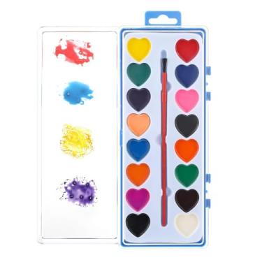 Imagem de Conjunto de Aquarela em Forma de Coração | Materiais De Pintura Lavaveis | Tinta Aguada Para Criancas - Para Meninos Meninas Iniciantes Aulas Em Casa Sala De Aula Scrapbooking Festa De Aniversario Dos