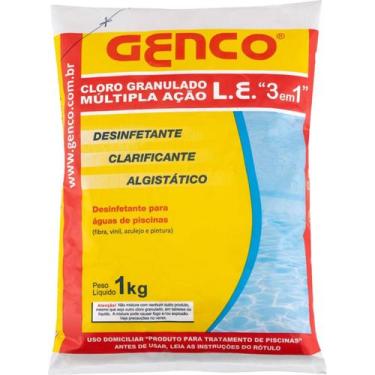 Imagem de Cloro 1kg Para Piscina Puro Multipla Ação 3 Em 1 Genco