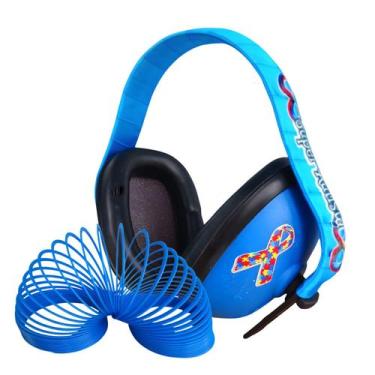 Imagem de Abafador de Ruidos para Autistas Azul 12 DB arco Blue + Brinquedo Mola