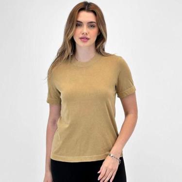 Imagem de Blusa Hering Básica Manga Curta Feminina, P, Bege escuro