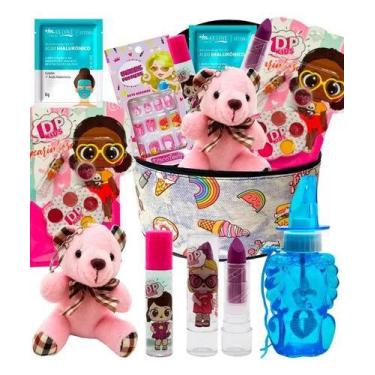 Imagem de Kit Estojo Maleta Maquiagem Infantil Completa Batom Brilho - nova aven