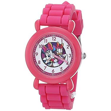 Imagem de Disney Relógio de quartzo japonês para meninas com pulseira de silicone, rosa, 16 (modelo: WDS000995)