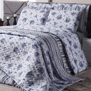 Imagem de Colcha Cobre Leito Cama Casal Queen Dupla Face Mynokos 3 Pcs