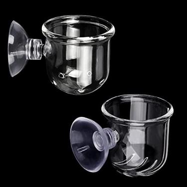 Imagem de WEAVERBIRD Alimentador de cone de vidro de cristal de aquário vermelho minhoca aquário planta alimentador de camarão copo de perfuração copo de alimentação de peixe com sucção, pacote com 2