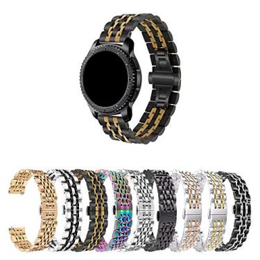 Imagem de Pulseira 22mm Metal 7 Elos compatível com Galaxy Watch 3 45mm - Galaxy Watch 46mm - Gear S3 Frontier - Amazfit GTR 47mm - Marca LTIMPORTS (Preto com Dourado)