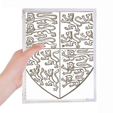 Imagem de Caderno preto branco barroco arte escudo padrão leão folha solta diário recarregável papelaria