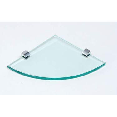 Imagem de Porta Shampoo de Canto Curvo em Vidro Incolor Lapidado Premium - Aquabox - 20cmx20cmx10mm