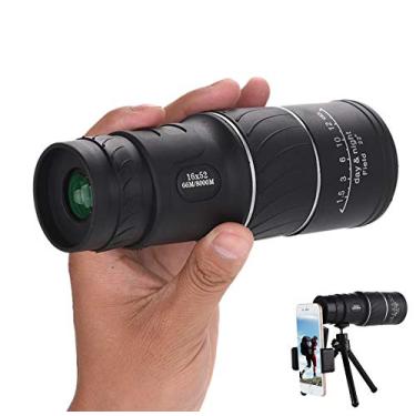 Imagem de Telescópio monocular 16X52 de foco duplo, tripé telescópico, espelho BAK4, à prova d'água, adequado para quase todos os telefones inteligentes, adequado para shows de viagens ao ar livre, observação de pássaros