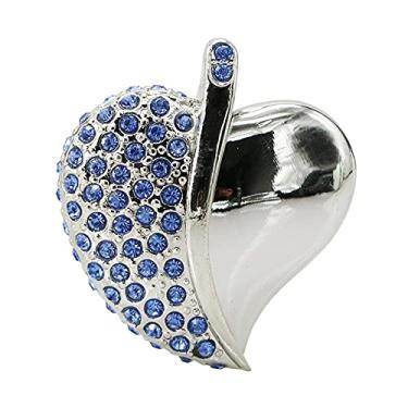 Imagem de Pen Drive USB em forma de coração de 16 GB, unidades USB cartão de memória, pen drive USB 2.0 disco de armazenamento de data, disco de pular, pen drive USB (azul)