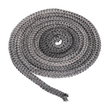 Imagem de PATIKIL Gaxeta de fogão a lenha de 1/5.1 cm x 299.7 cm, substituição de corda de vedação de resistência a altas temperaturas de fibra de vidro de grafite redonda para porta de lareira, preta