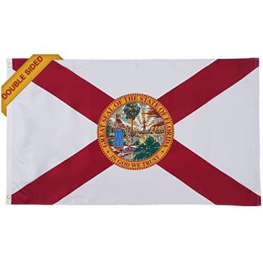 Imagem de SYII Bandeira da Flórida 9,5 cm x 1,5 m feita nos EUA, bandeira dupla face do estado do sol da Flórida com 2 ilhós de latão, faixa de poliéster resistente cor vívida para uso externo