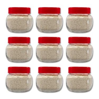 Imagem de Potes de Geleia de Vidro Redondo, 250ml, Com Tampa Plástica, Conjunto de 20 (Branco)