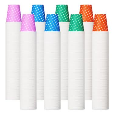 Imagem de Pacote com 1000 copos de papel de 142 g, copos descartáveis de papel multicolorido, copos pequenos para enxaguante bucal, copo de bebida fria para festas, viagens e eventos (pontos)