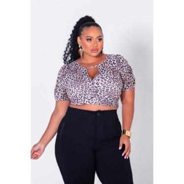 Imagem de Cropped Feminino Plus Size Estampa Animal Print