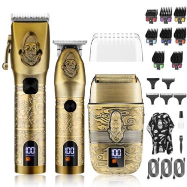 Imagem de Lanumi Conjunto de Aparador de Máquina de Cortar Cabelo Profissional para Homens Barbeador Elétrico Navalha de Corte de Cabelo Sem Fio Barbeiro Aparador de Barba Kit de Preparação Masculino Presentes para Ele