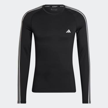 Imagem de Camiseta Treino Adidas Techfit 3 Stripes Manga Longa Masculina