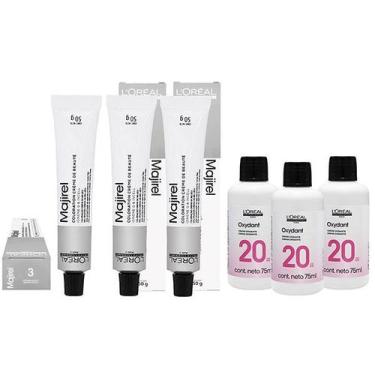 Imagem de Loreal Kit 3 Coloração Majirel 3 Castanho Escuro 50g + 3 Água Oxigenad