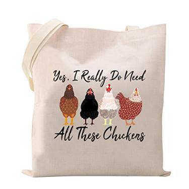 Imagem de XYANFA Bolsa de maquiagem de galinha, presente para amantes de frango, presente de dono de galinha, bolsa de cosméticos, bolsa de lápis de lona, Yes Need Chickens Tote Bag, big