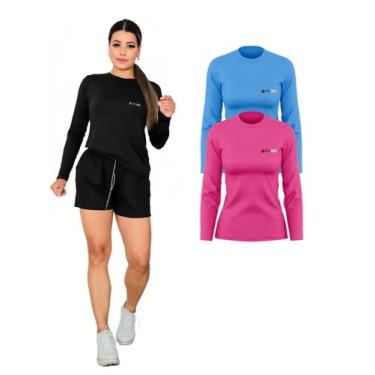 Imagem de Kit Com 2 Camisetas Manga Longa Proteção UV Feminina - Sunset, GG, Col