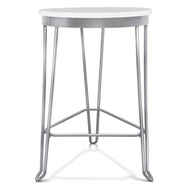 Imagem de Banqueta Banco Baixo Guatemala Estilo Industrial Prata/Branco