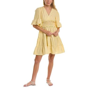 Imagem de Max Studio Vestido curto feminino com fios tingidos em camadas, Amarelo-3118, G