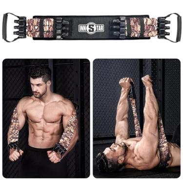 Imagem de INNSTAR Dispositivo de supino ajustável, faixas de resistência push up para exercícios de ginástica em casa, treino de fitness, treinamento de viagem (camuflagem amarelo-areia - 72,6 kg)