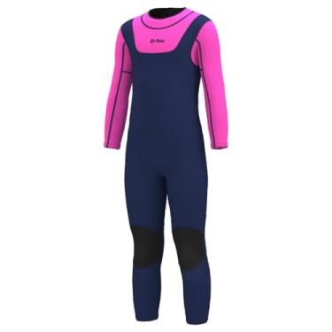 Imagem de SURQO Roupa de mergulho infantil para meninas 3/2 mm neoprene térmico completo em água fria para natação e surfe (11, rosa)