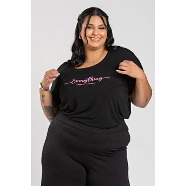 Imagem de T-shirt Feminina Plus Size Malha Viscose c/ Estampa "Everything" - Ser