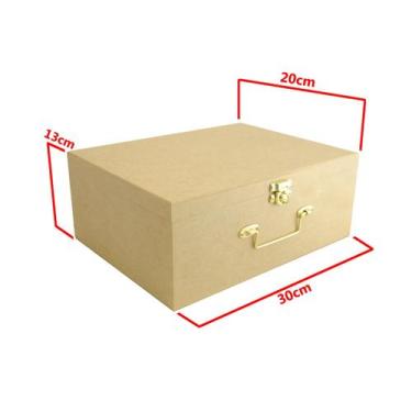 Imagem de Kit 6 Caixa Lisa com Dobradica e Fecho 30x20x13 Mdf Madeira - ATACADÃO