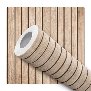 Imagem de Papel de Parede Adesivo Ripa de Madeira Vertical Painel Moderno Quarto