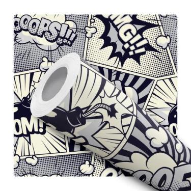 Imagem de Papel de Parede Adesivo Quadrinhos HQ Comics Moderno Preto e Branco Ar