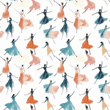 Imagem de vuacepe Papel de parede de bailarina descascar e colar 17,7 polegadas × 196,20 cm papel de contato colorido bonito bailarina papel de parede impermeável autoadesivo papel de contato branco decorativo