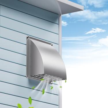 Imagem de Capa de ventilação de exaustão de 15 cm, tampa externa de ventilação de secadora de aço inoxidável HG Power com tela removível e aba acolchoada que não retorna, ventilação de parede de ar para casa,