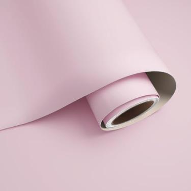 Imagem de VaryPaper Papel de parede rosa claro de 39.9 cm x 199.9 cm papel de contato rosa para armários paredes rolo de papel de parede removível impermeável blush para meninas quarto berçário autoadesivo