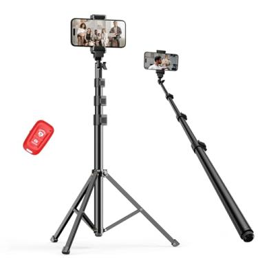 Imagem de EMART Tripé para iPhone com controle remoto, tripé para celular, bastão de selfie vertical, ajustável, 132 cm de altura, portátil, tripod de viagem para smartphone, câmera gopro