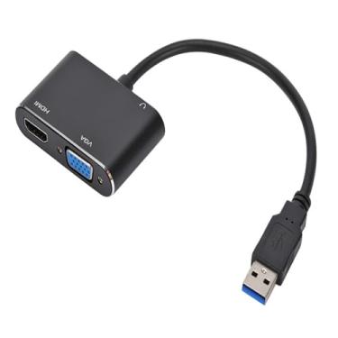 Imagem de sartyee Adaptador de fone de ouvido USB para HDMI/VGA/3,5 mm, cabo USB multimonitor conversor de áudio de vídeo 1080p, para PC, laptop para monitor, suporta Windows XP 7/8/8.1/10/11