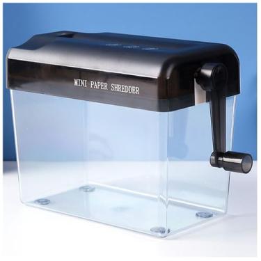 Imagem de CIMERAC Mini triturador manual, cortador de papel de mão portátil de escritório para papel/notas/notas/retrato/fotos cabe em tamanho A6 ou dobrado para tamanho A6 (preto)