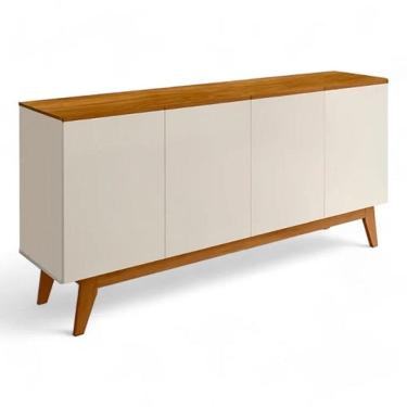 Imagem de Buffet Ares Lux Quatro Portas 1.61 Off White/Nature - Tebarrot Móveis