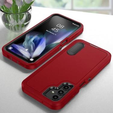 Imagem de HPQWN para Galaxy S24 Ultra Case Full Body 3 em 1 Capa resistente a choques e arranhões com suporte (para Galaxy S24 Ultra/Vermelho)