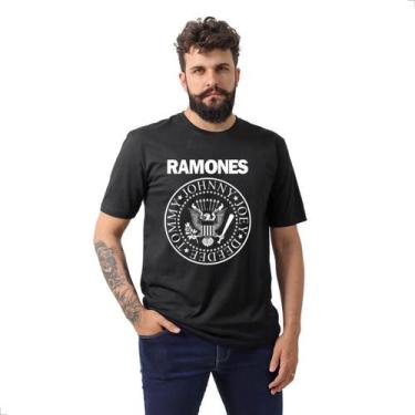 Imagem de Camiseta Masculina Algodão Estampa Ramones - Techmalhas, Preto, G
