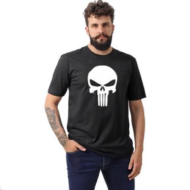 Imagem de Camiseta Masculina Estampa Justiceiro Caveira  - Techmalhas, Preto, P