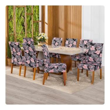 Imagem de Kit Capa De Cadeira 8 Unidades Tecido Malha Gel ESTAMPADA - Lenharo En